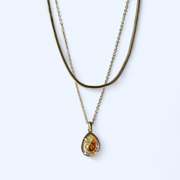 Kendra Scott Double Layered Gold Chain Necklace with Iridescent Pendant - Picture 5 of 8